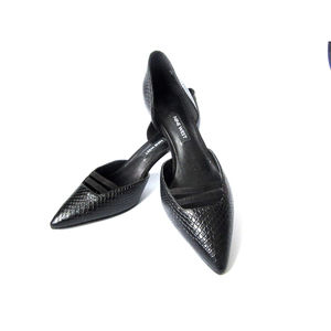 NINE WEST 'Suit Up' 6M Black Leather Pointed Toe LOW HEELS PUMPS Shoes -Q New